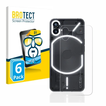 Vorderseite einer Produktverpackung mit dem Markenlogo BROTECT. Daneben ist das Gerät Nothing Phone (1) (Rückseite) mit dem zu