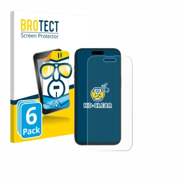 Vorderseite einer Produktverpackung mit dem Markenlogo BROTECT. Daneben ist das Gerät Apple iPhone 14 Pro Max mit dem zugehöri