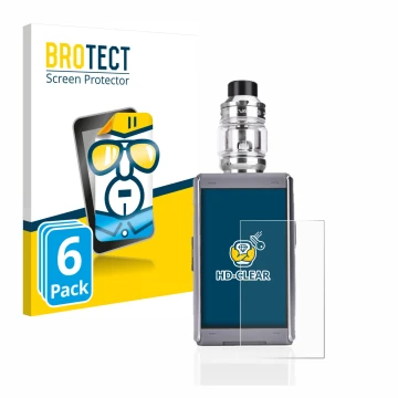 Vorderseite einer Produktverpackung mit dem Markenlogo BROTECT. Daneben ist das Gerät GeekVape T200 mit dem zugehörigen Displa