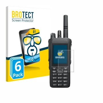 Vorderseite einer Produktverpackung mit dem Markenlogo BROTECT. Daneben ist das Gerät Motorola R7 mit dem zugehörigen Displays