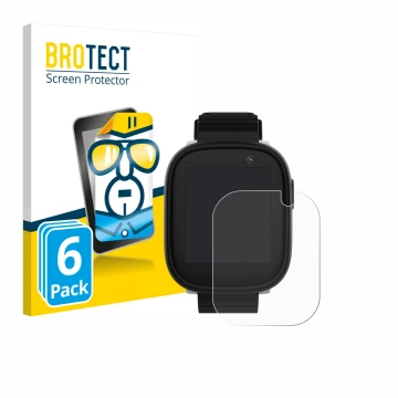 Vorderseite einer Produktverpackung mit dem Markenlogo BROTECT. Daneben ist das Gerät Xplora X6 Play 2022 (1. Generation) mit 