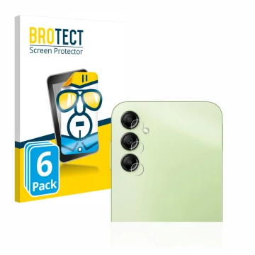 Vorderseite einer Produktverpackung mit dem Markenlogo BROTECT. Daneben ist das Gerät Samsung Galaxy A14 4G (NUR Kameraschutz)