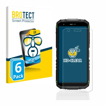 Vorderseite einer Produktverpackung mit dem Markenlogo BROTECT. Daneben ist das Gerät Doogee S41 Pro mit dem zugehörigen Displ