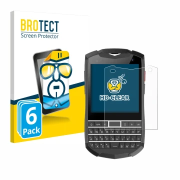 Vorderseite einer Produktverpackung mit dem Markenlogo BROTECT. Daneben ist das Gerät Unihertz Titan Pocket mit dem zugehörige