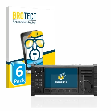 Vorderseite einer Produktverpackung mit dem Markenlogo BROTECT. Daneben ist das Gerät Xiegu X6100 HF-Transceiver mit dem zugeh