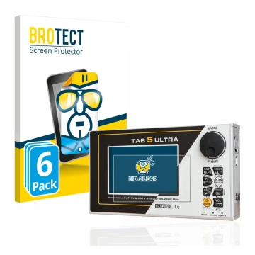 Vorderseite einer Produktverpackung mit dem Markenlogo BROTECT. Daneben ist das Gerät Rover TAB 5 ULTRA mit dem zugehörigen Di