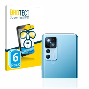 Vorderseite einer Produktverpackung mit dem Markenlogo BROTECT. Daneben ist das Gerät Xiaomi 12T (NUR Kameraschutz) mit dem zu