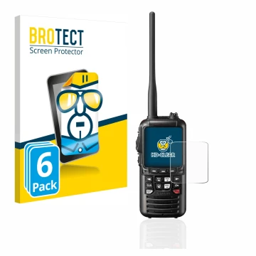 Vorderseite einer Produktverpackung mit dem Markenlogo BROTECT. Daneben ist das Gerät Standard Horizon HX890 mit dem zugehörig