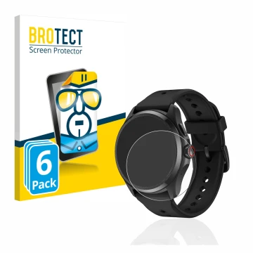 Vorderseite einer Produktverpackung mit dem Markenlogo BROTECT. Daneben ist das Gerät Mobvoi TicWatch Pro 5 mit dem zugehörige