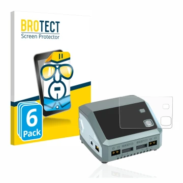 Vorderseite einer Produktverpackung mit dem Markenlogo BROTECT. Daneben ist das Gerät SkyRc D200 neo mit dem zugehörigen Displ