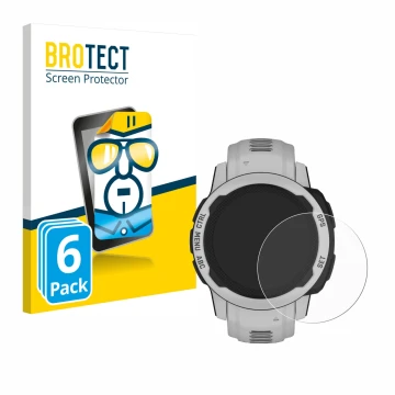 Vorderseite einer Produktverpackung mit dem Markenlogo BROTECT. Daneben ist das Gerät Garmin Instinct 2S Solar (40 mm) mit dem