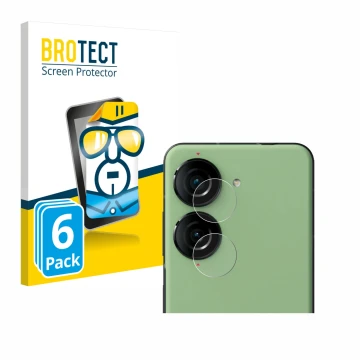 Vorderseite einer Produktverpackung mit dem Markenlogo BROTECT. Daneben ist das Gerät ASUS ZenFone 10 (NUR Kameraschutz) mit d