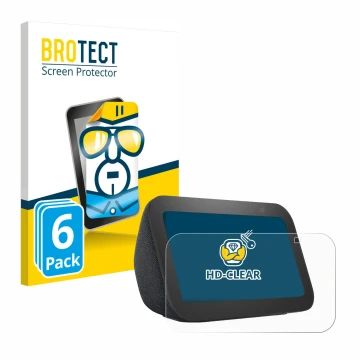 Vorderseite einer Produktverpackung mit dem Markenlogo BROTECT. Daneben ist das Gerät Amazon Echo Show 5 (3. Gen.) mit dem zug