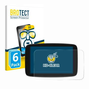 Vorderseite einer Produktverpackung mit dem Markenlogo BROTECT. Daneben ist das Gerät TomTom Go Navigator 6 PKW-Navigationsger