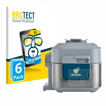 Vorderseite einer Produktverpackung mit dem Markenlogo BROTECT. Daneben ist das Gerät Ninja Speedi Rapid Cooking System mit de
