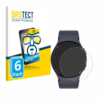 Vorderseite einer Produktverpackung mit dem Markenlogo BROTECT. Daneben ist das Gerät Samsung Galaxy Watch 6 (40 mm) mit dem z