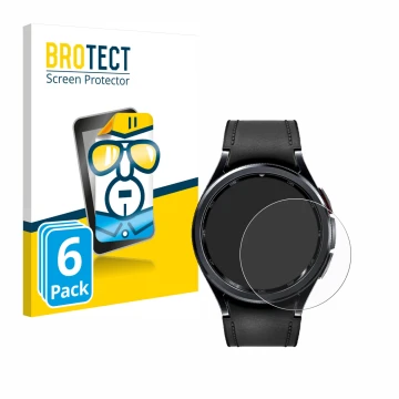 Vorderseite einer Produktverpackung mit dem Markenlogo BROTECT. Daneben ist das Gerät Samsung Galaxy Watch 6 Classic (47 mm) m