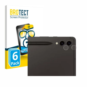 Vorderseite einer Produktverpackung mit dem Markenlogo BROTECT. Daneben ist das Gerät Samsung Galaxy Tab S9 Plus WiFi (NUR Kam