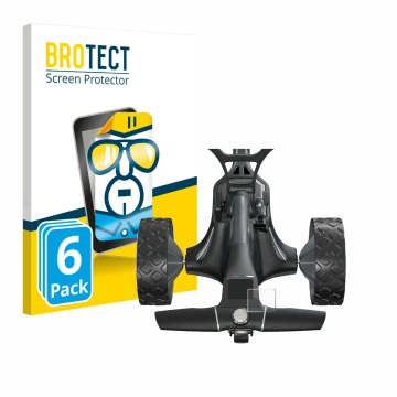 Vorderseite einer Produktverpackung mit dem Markenlogo BROTECT. Daneben ist das Gerät Motocaddy M7 GPS Electric Trolley mit de