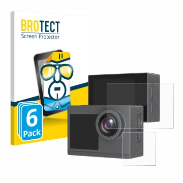 Vorderseite einer Produktverpackung mit dem Markenlogo BROTECT. Daneben ist das Gerät Akaso Brave 4 Pro mit dem zugehörigen Di