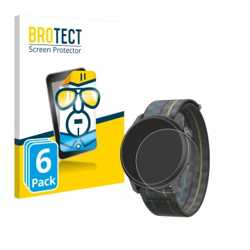 Vorderseite einer Produktverpackung mit dem Markenlogo BROTECT. Daneben ist das Gerät Coros Pace 3 mit dem zugehörigen Display