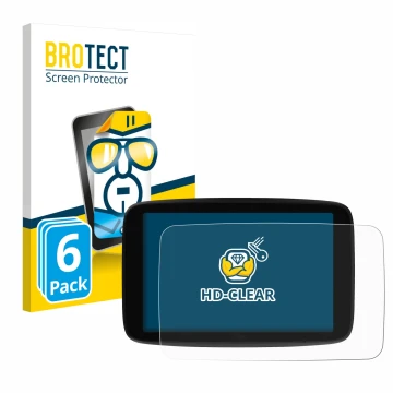 Vorderseite einer Produktverpackung mit dem Markenlogo BROTECT. Daneben ist das Gerät TomTom GO Superior 7