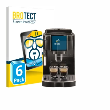 Vorderseite einer Produktverpackung mit dem Markenlogo BROTECT. Daneben ist das Gerät DeLonghi Magnifica Start ECAM222.60 mit 