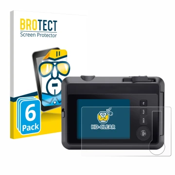 Vorderseite einer Produktverpackung mit dem Markenlogo BROTECT. Daneben ist das Gerät Leica SOFORT 2 mit dem zugehörigen Displ
