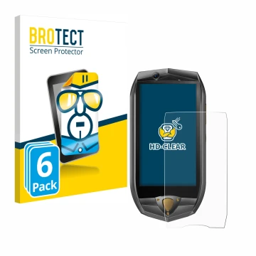 Vorderseite einer Produktverpackung mit dem Markenlogo BROTECT. Daneben ist das Gerät Oukitel K16 mit dem zugehörigen Displays