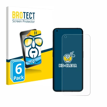 Vorderseite einer Produktverpackung mit dem Markenlogo BROTECT. Daneben ist das Gerät Nothing Phone (1) (case-friendly) mit de