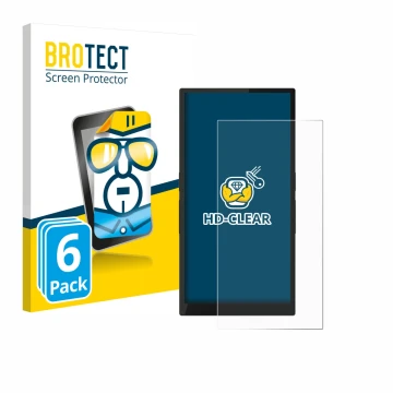 Vorderseite einer Produktverpackung mit dem Markenlogo BROTECT. Daneben ist das Gerät Hiby R6 Pro II (2. Gen.) mit dem zugehör