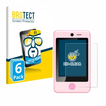 Vorderseite einer Produktverpackung mit dem Markenlogo BROTECT. Daneben ist das Gerät Pthtechus Children’s Smartphone mit dem 