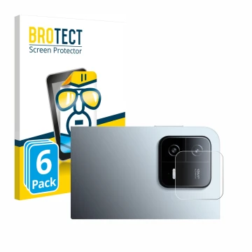 Vorderseite einer Produktverpackung mit dem Markenlogo BROTECT. Daneben ist das Gerät Xiaomi Pad 6 (NUR Kameraschutz) mit dem 