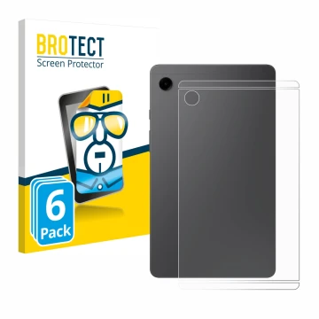 Vorderseite einer Produktverpackung mit dem Markenlogo BROTECT. Daneben ist das Gerät Samsung Galaxy Tab A9 WiFi (Rückseite) m