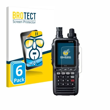 Vorderseite einer Produktverpackung mit dem Markenlogo BROTECT. Daneben ist das Gerät Yaesu FTA-850L mit dem zugehörigen Displ