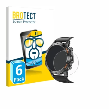 Vorderseite einer Produktverpackung mit dem Markenlogo BROTECT. Daneben ist das Gerät Lemfo Smartwatch 1.39