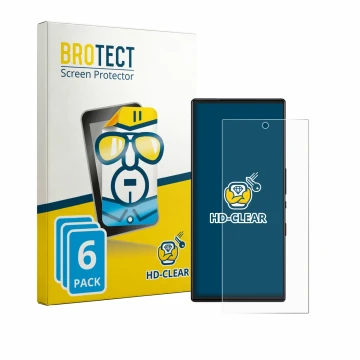 Vorderseite einer Produktverpackung mit dem Markenlogo BROTECT. Daneben ist das Gerät ZTE Nubia Red Magic 9 Pro mit dem zugehö