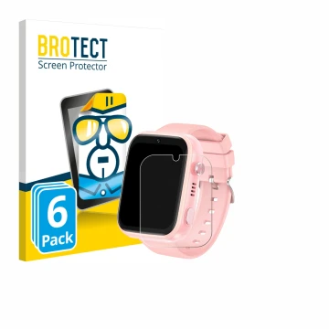 Vorderseite einer Produktverpackung mit dem Markenlogo BROTECT. Daneben ist das Gerät jianyana 4G Kids Smartwatch mit dem zuge