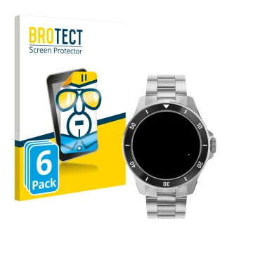 Vorderseite einer Produktverpackung mit dem Markenlogo BROTECT. Daneben ist das Gerät Withings ScanWatch Nova (42 mm) mit dem 