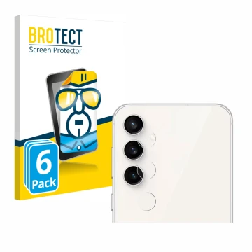 Vorderseite einer Produktverpackung mit dem Markenlogo BROTECT. Daneben ist das Gerät Samsung Galaxy S23 FE (NUR Kameraschutz)