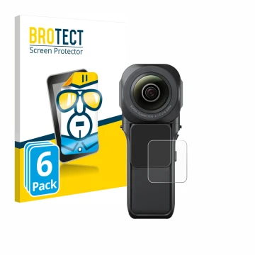 Vorderseite einer Produktverpackung mit dem Markenlogo BROTECT. Daneben ist das Gerät Insta360 One RS 1-Zoll 360 mit dem zugeh