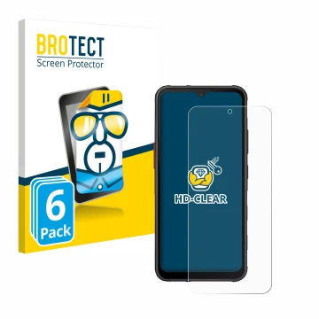 Vorderseite einer Produktverpackung mit dem Markenlogo BROTECT. Daneben ist das Gerät Samsung Galaxy XCover 7 mit dem zugehöri