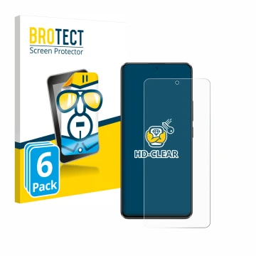 Vorderseite einer Produktverpackung mit dem Markenlogo BROTECT. Daneben ist das Gerät Xiaomi Poco X6 mit dem zugehörigen Displ