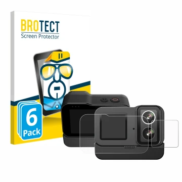 Vorderseite einer Produktverpackung mit dem Markenlogo BROTECT. Daneben ist das Gerät SJCAM SJ20 Dual Lens mit dem zugehörigen