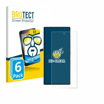 Vorderseite einer Produktverpackung mit dem Markenlogo BROTECT. Daneben ist das Gerät Nubia Z60 Ultra mit dem zugehörigen Disp
