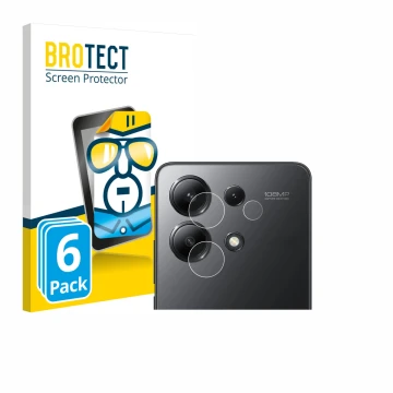 Vorderseite einer Produktverpackung mit dem Markenlogo BROTECT. Daneben ist das Gerät Xiaomi Redmi Note 13 5G (NUR Kameraschut
