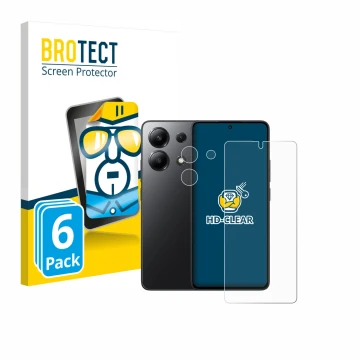 Vorderseite einer Produktverpackung mit dem Markenlogo BROTECT. Daneben ist das Gerät Xiaomi Redmi Note 13 5G (Display+Kamera)