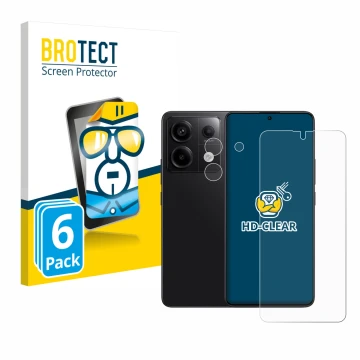 Vorderseite einer Produktverpackung mit dem Markenlogo BROTECT. Daneben ist das Gerät Xiaomi Redmi Note 13 Pro 5G (Display+Kam