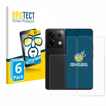 Vorderseite einer Produktverpackung mit dem Markenlogo BROTECT. Daneben ist das Gerät Xiaomi Redmi Note 13 Pro 5G (Display+Rüc