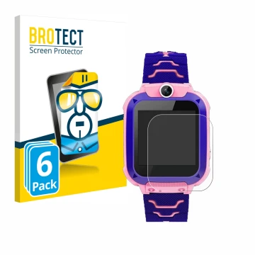 Vorderseite einer Produktverpackung mit dem Markenlogo BROTECT. Daneben ist das Gerät Bothergu Kids Smartwatch Q12 mit dem zug